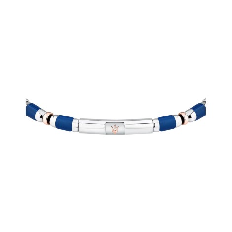 Bracciale Maserati Iconic Acciaio ed Elementi Blu JM334AVD45