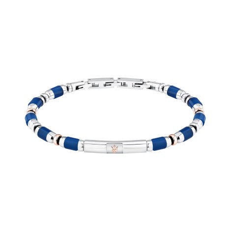 Bracciale Maserati Iconic Acciaio ed Elementi Blu JM334AVD45