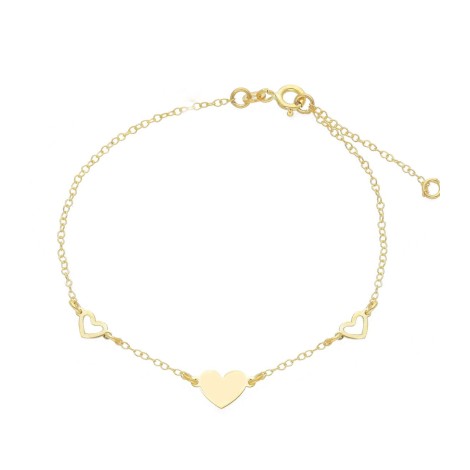 Bracciale Tre Cuori Oro Giallo 9k