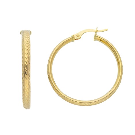 Orecchini Cerchio Sfaccettato Oro Giallo 9kt