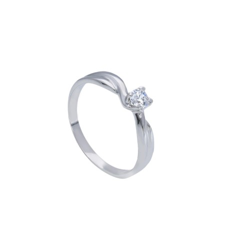 Anello Solitario Oro Bianco 9kt Zircone