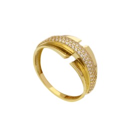 Anello Oro Giallo 9kt Fascia Pavè