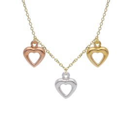 Collana Cuori Pendenti Tre Ori 9Kt