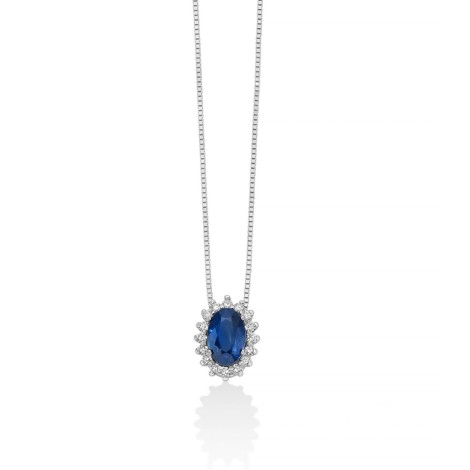 Collana Miluna Oro Bianco 18kt Zaffiro CLD4577
