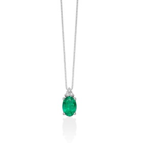 Collana Miluna Oro Bianco 18kt Smeraldo e Diamanti CLD4437