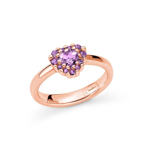 Anello Miluna Cuore Argento Rosé E Ametista LID3861