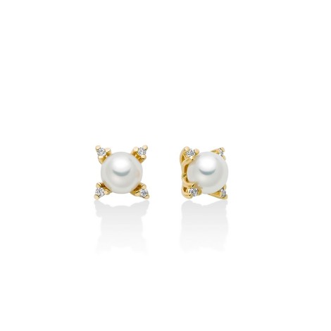 Orecchini Miluna Oro Giallo 9kt Diamanti e Perle PER2724X
