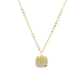 Collana Pendente Quadrato Oro Giallo 18kt Zirconi