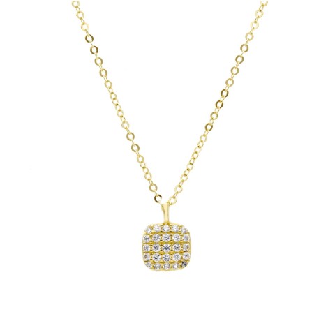 Collana Pendente Quadrato Oro Giallo 18kt Zirconi