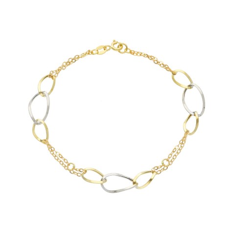 Bracciale Fili Ovali Alternati Due Ori 18kt