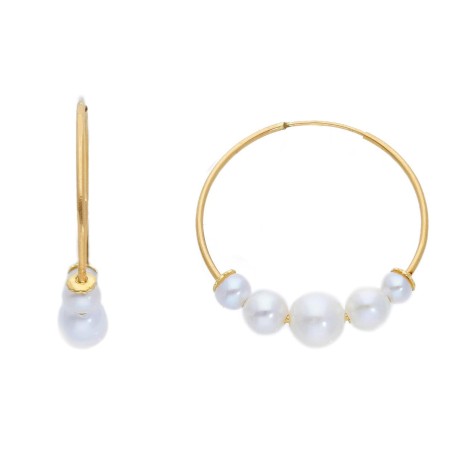 Orecchini Cerchio Oro Giallo 18kt Perle