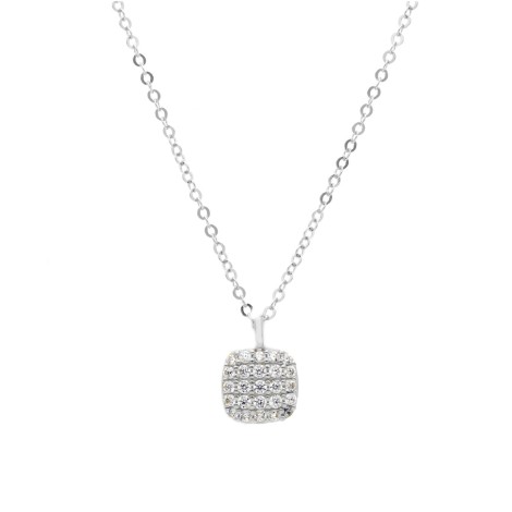 Collana Pendente Quadrato Oro Bianco 18kt Zirconi