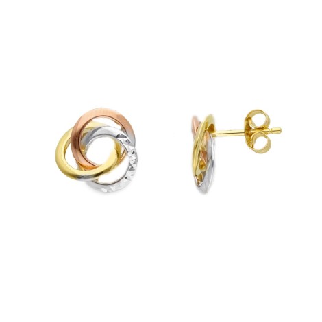 Orecchini Cerchietti Intrecciati Tre Ori 18kt