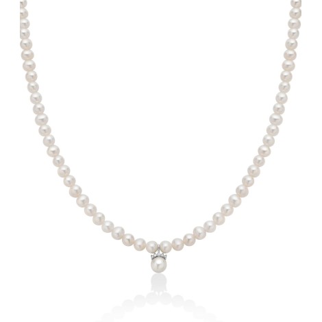 Collana Miluna Oro Bianco 18kt Filo Di Perle Diamanti PCL6601