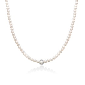 Collana Miluna Oro Bianco 18kt Filo Di Perle Diamanti PCL6603