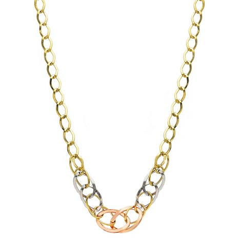 Collana Ovali Intrecciati Tre Ori 18kt