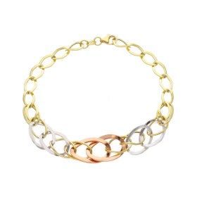 Bracciale Maglia Sottile Tre Ori 18 kt