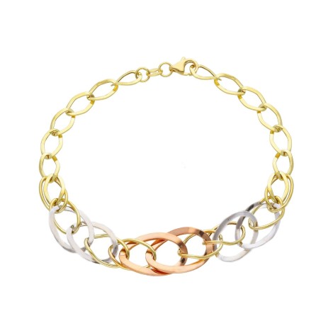Bracciale Maglia Sottile Tre Ori 18 kt