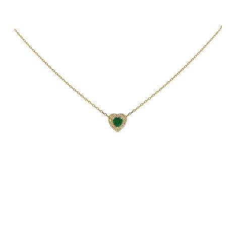 Collana Cuore Smeraldi E Diamanti Oro Giallo 9kt