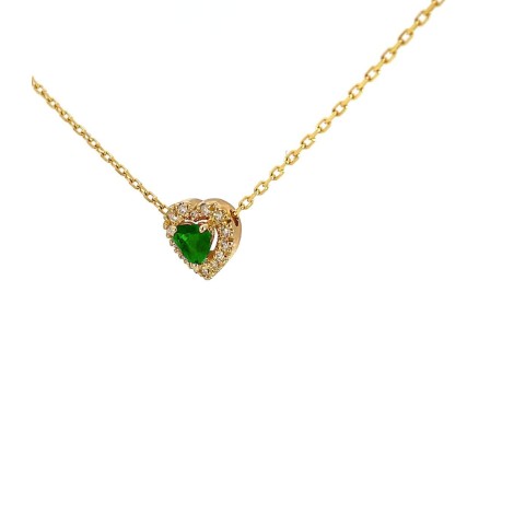 Collana Cuore Smeraldi E Diamanti Oro Giallo 9kt