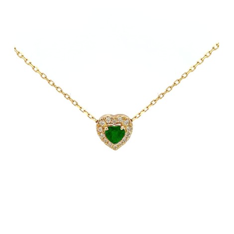 Collana Cuore Smeraldi E Diamanti Oro Giallo 9kt