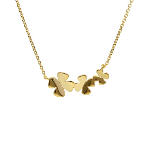 Collana Tre Quadrifogli Oro Giallo 9Kt