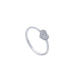 Anello Cuore Oro Bianco 9kt E Zirconi