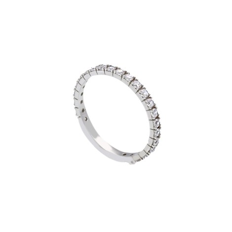 Anello Oro Bianco 9kt Zirconi
