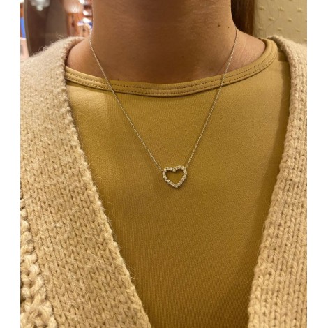Collana Cuore Oro Bianco 18 kt Diamanti Bianchi