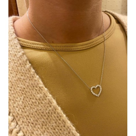 Collana Cuore Oro Bianco 18 kt Diamanti Bianchi