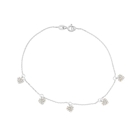 Bracciale Cuori Pendenti Oro Bianco 9kt