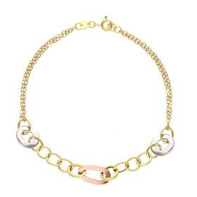 Bracciale Doppio Filo Tre Ori 9kt