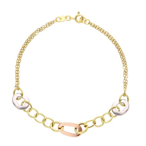 Bracciale Doppio Filo Tre Ori 9kt