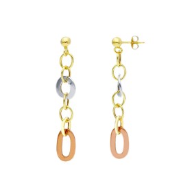 Orecchini Pendenti Ovali Tre Ori 9kt