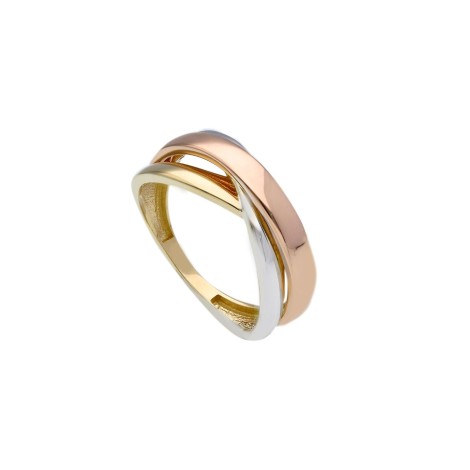 Anello Fasce Intrecciate Tre Ori 9kt