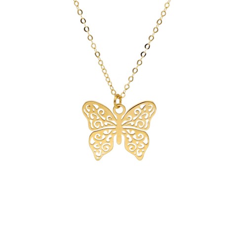 Collana Farfalla Traforata Oro Giallo 18kt