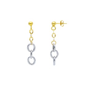 Orecchini Pendenti Ovali Due Ori 9kt