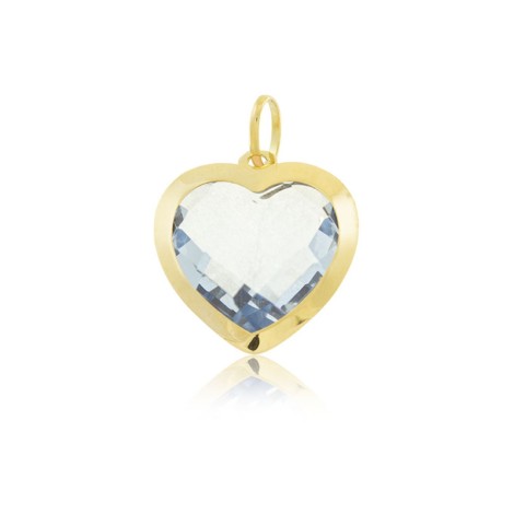 Ciondolo Cuore Oro Giallo 9kt Quarzo Azzurro