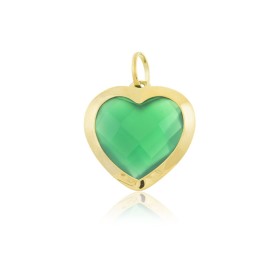 Ciondolo Cuore Oro Giallo 9kt Quarzo Verde