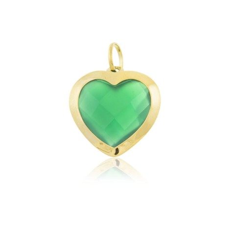 Ciondolo Cuore Oro Giallo 9kt Quarzo Verde