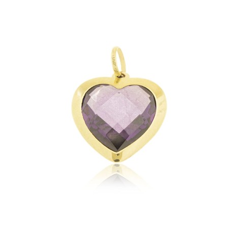 Ciondolo Cuore Oro Giallo 9kt Ametista