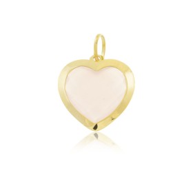 Ciondolo Cuore Oro Giallo 9kt Quarzo Rosa