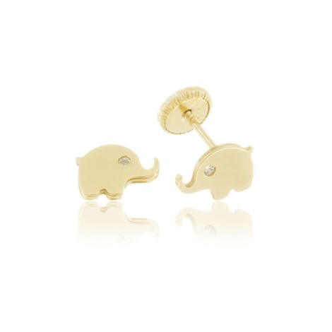 Orecchini Elefante Oro Giallo 9kt Zirconi