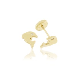 Orecchini Delfino Oro Giallo 9kt Zirconi