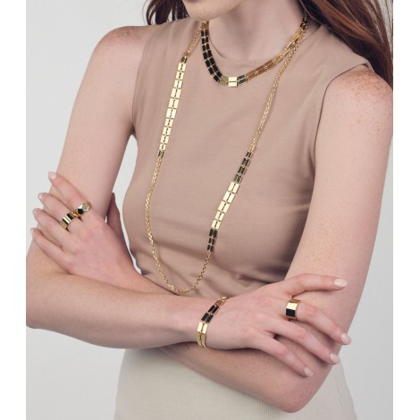 Collana Unoaerre Lux Dorata Maglie Quadrate Lunga