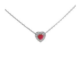 Collana Cuore Rubino E Diamanti Oro Bianco 9kt