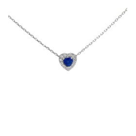 Collana Cuore Zaffiro E Diamanti Oro Bianco 9kt