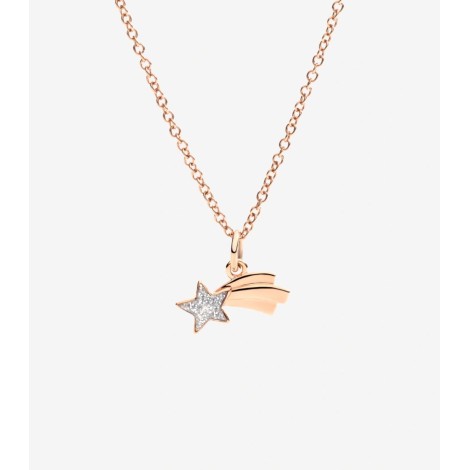 Ciondolo Dodo Stella Cometa Oro Rosa 9KT Smalto Glitter
