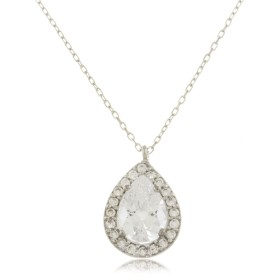 Collana Goccia Oro Bianco 9kt Zirconi