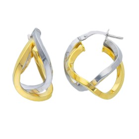 Orecchini Cerchi Due Ori 9kt Intrecciati